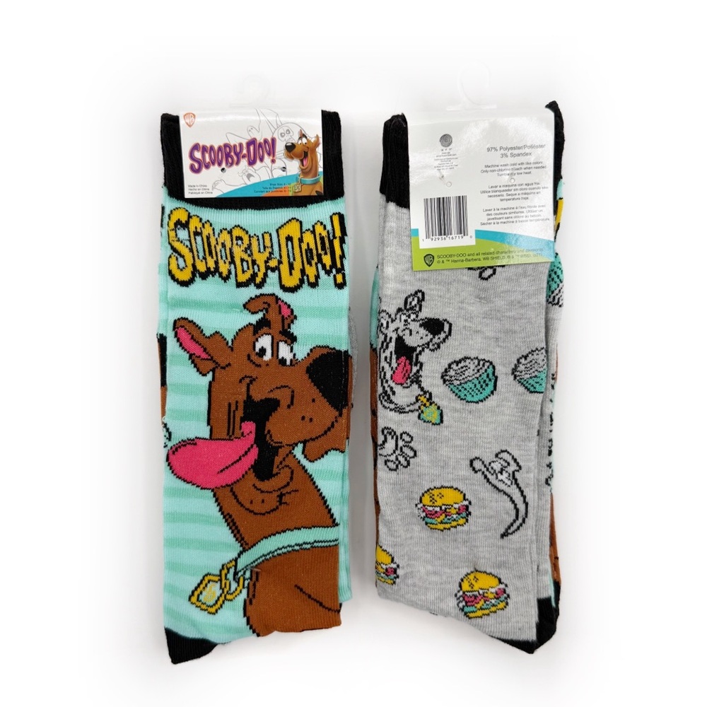 Scooby Doo Crew Socks Mens Womens Scooby Snacks Ghosts 2 Pairs Retro New NWT